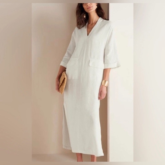 Soft Surroundings Kavala 100% Linen Size L White/Cream Dress - Picture 12 of 12
